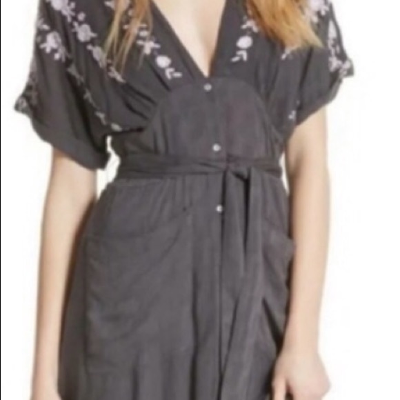 Free People Embroidered Tie Waist Midi Dress - Picture 3 of 10